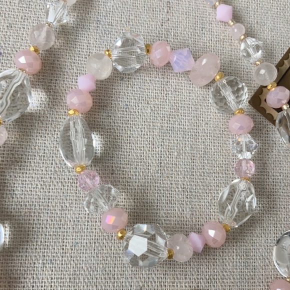 New Handmade Crystal Quartz Pink Peruvian Opal Swarovski Necklace - Picture 9 of 9